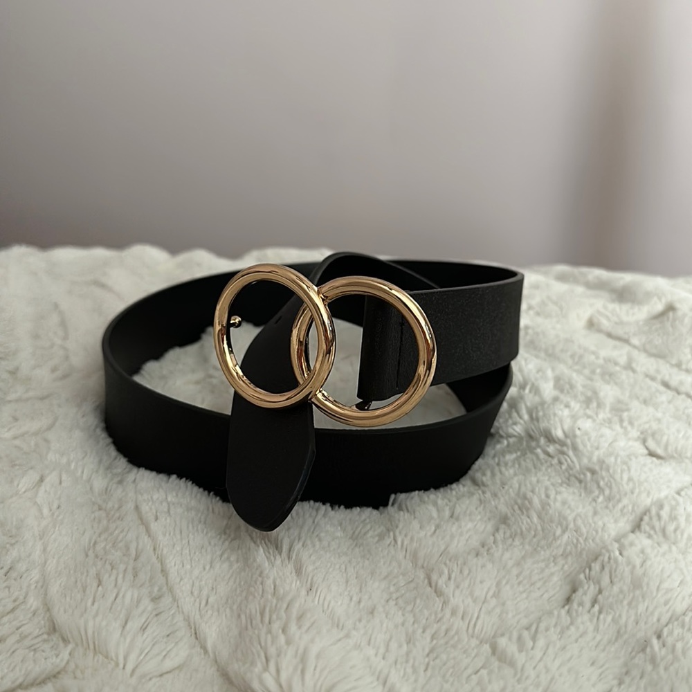 Black belt with gold buckle